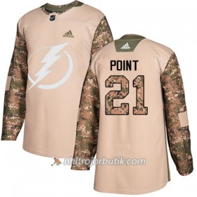 Män Ishockey Tampa Bay Lightning Tröja Brayden Point 21 Adidas 2017-2018 Camo Veterans Day Practice Authentic